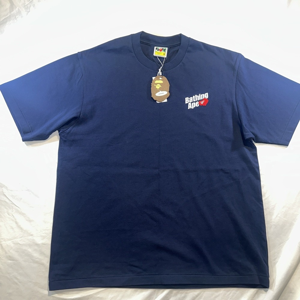 A Bathing Ape BAPE T Shirt Mens Medium Navy Small Logo Embroidered Tee